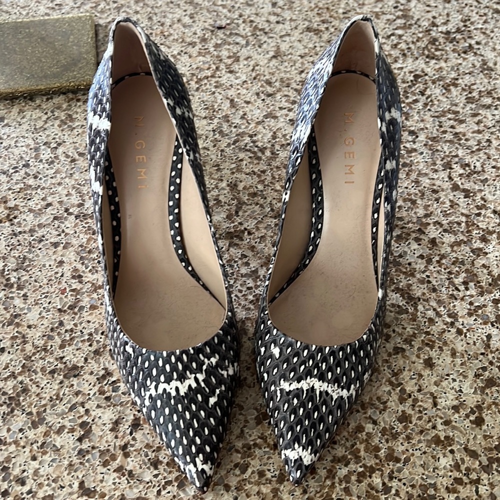 M. Gemi Esatto 80mm snakeskin stiletto heels size 39/8